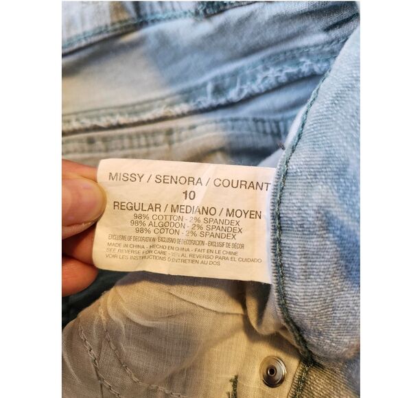 Women's size 10 Straight Leg Jeans Blue Green Embroidered - Picture 8 of 8